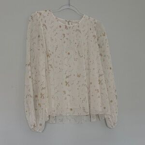 Aritzia Wilfred Floral Cream Blouse s